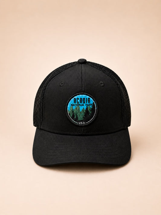 Acadia National Park Black Trucker Cap