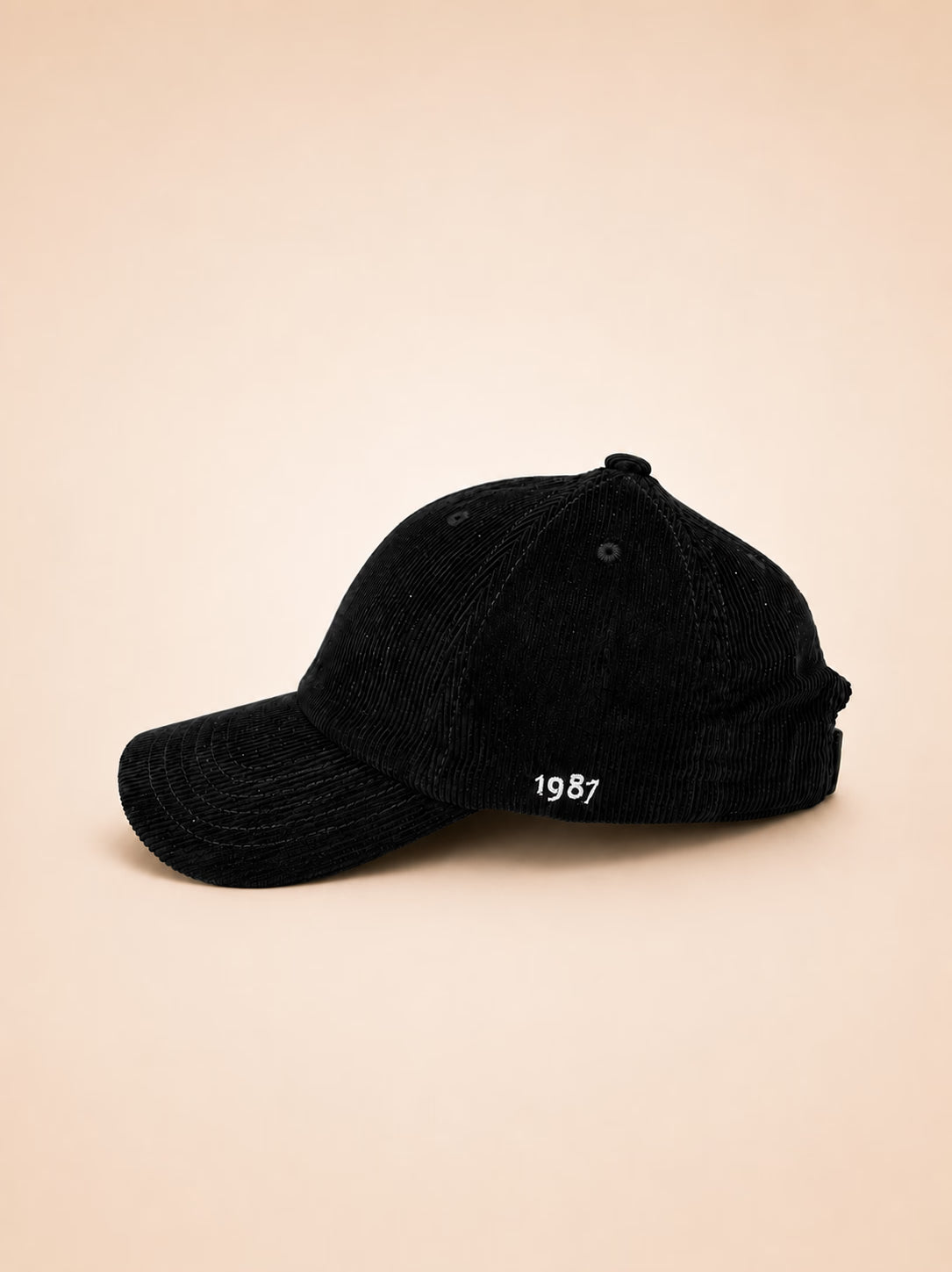Corduroy Black Baseball Cap