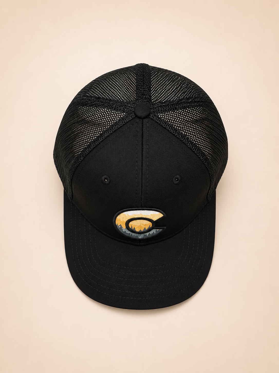 C Logo Black Trucker Cap