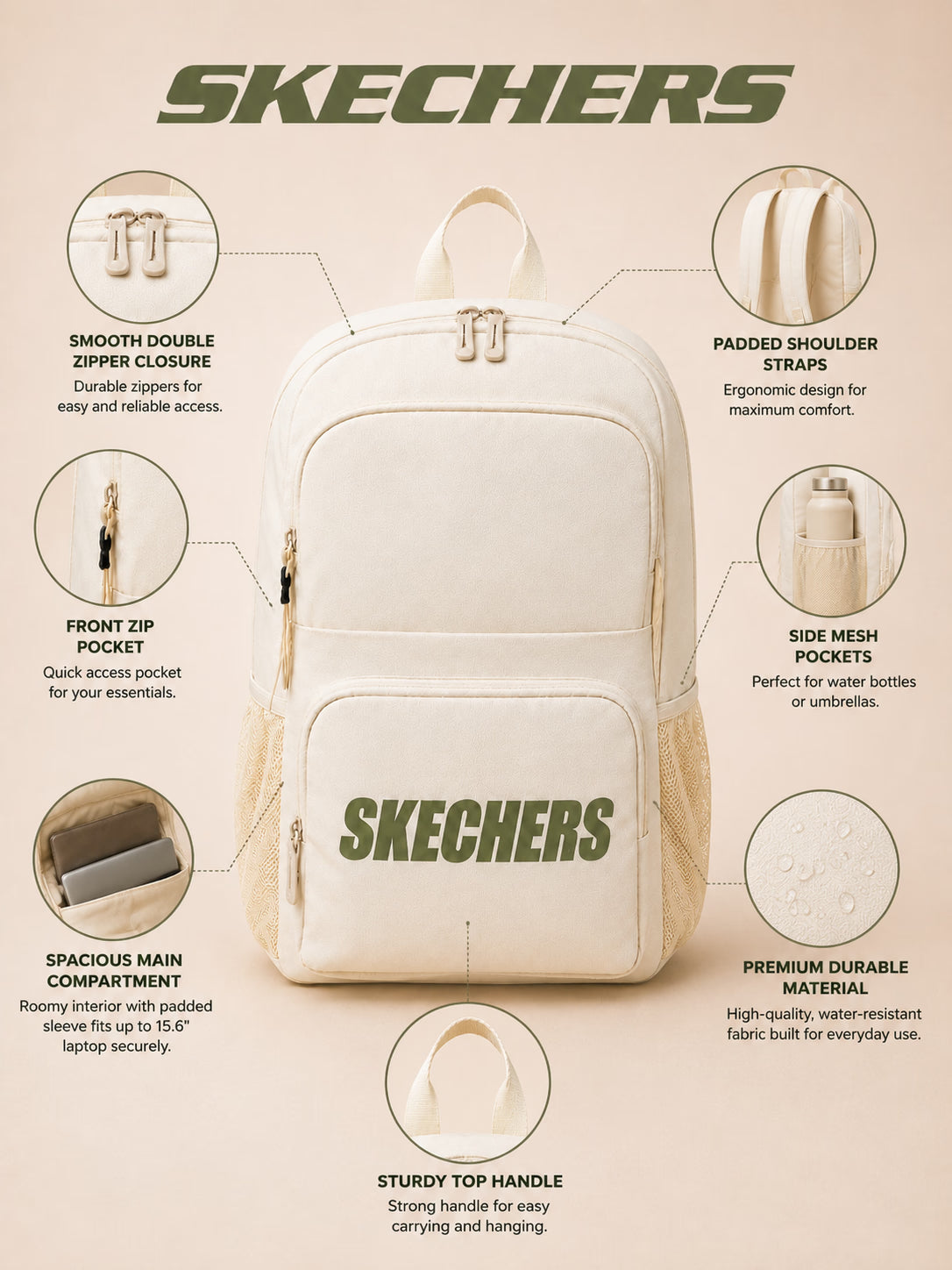 Skechers Everyday Backpack – Off White – view 7