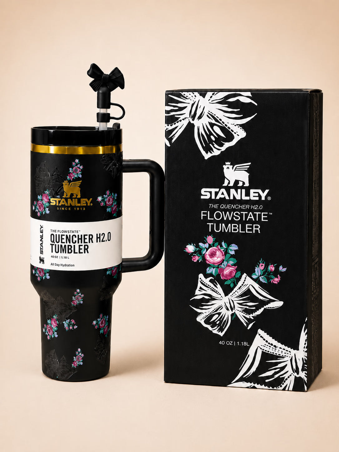 Stanley Floral Bow Tumbler Floral Black Bow