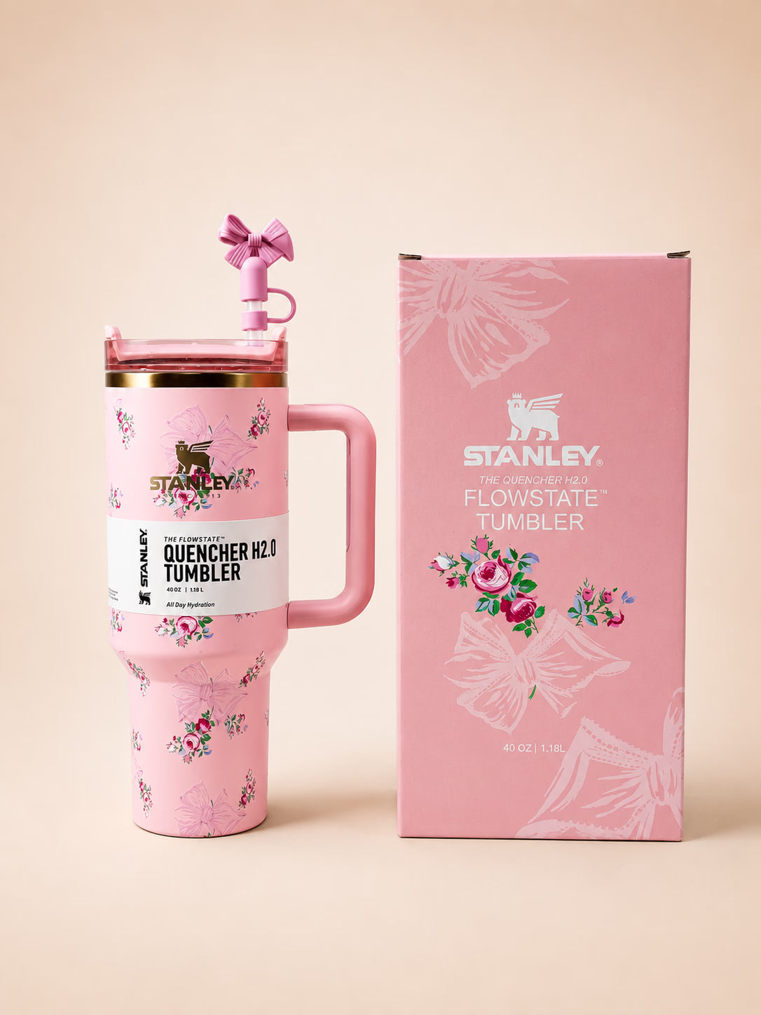 Stanley Floral Bow Tumbler Floral Pastel Pink Bow