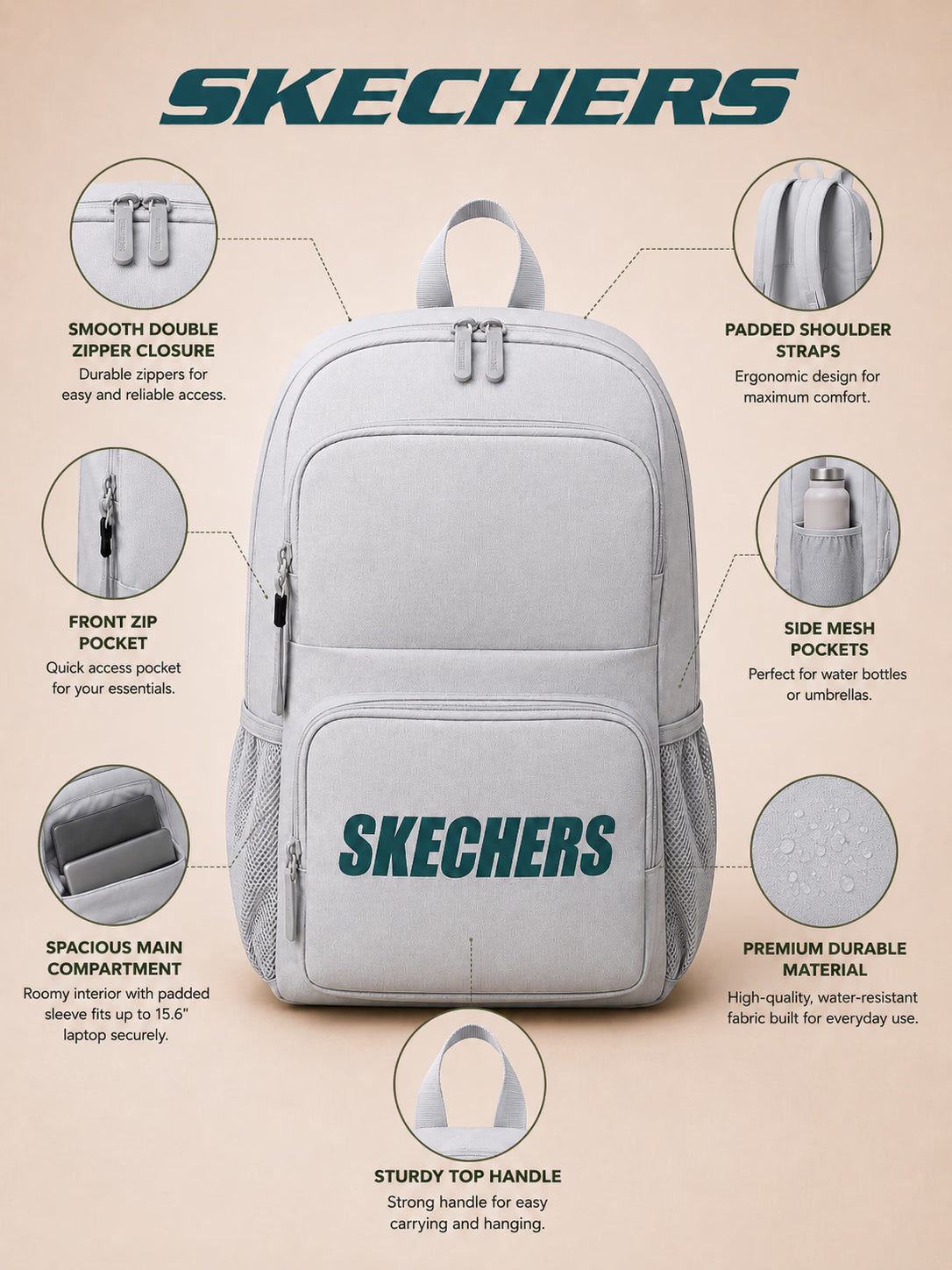 Skechers Everyday Backpack – Grey – view 8