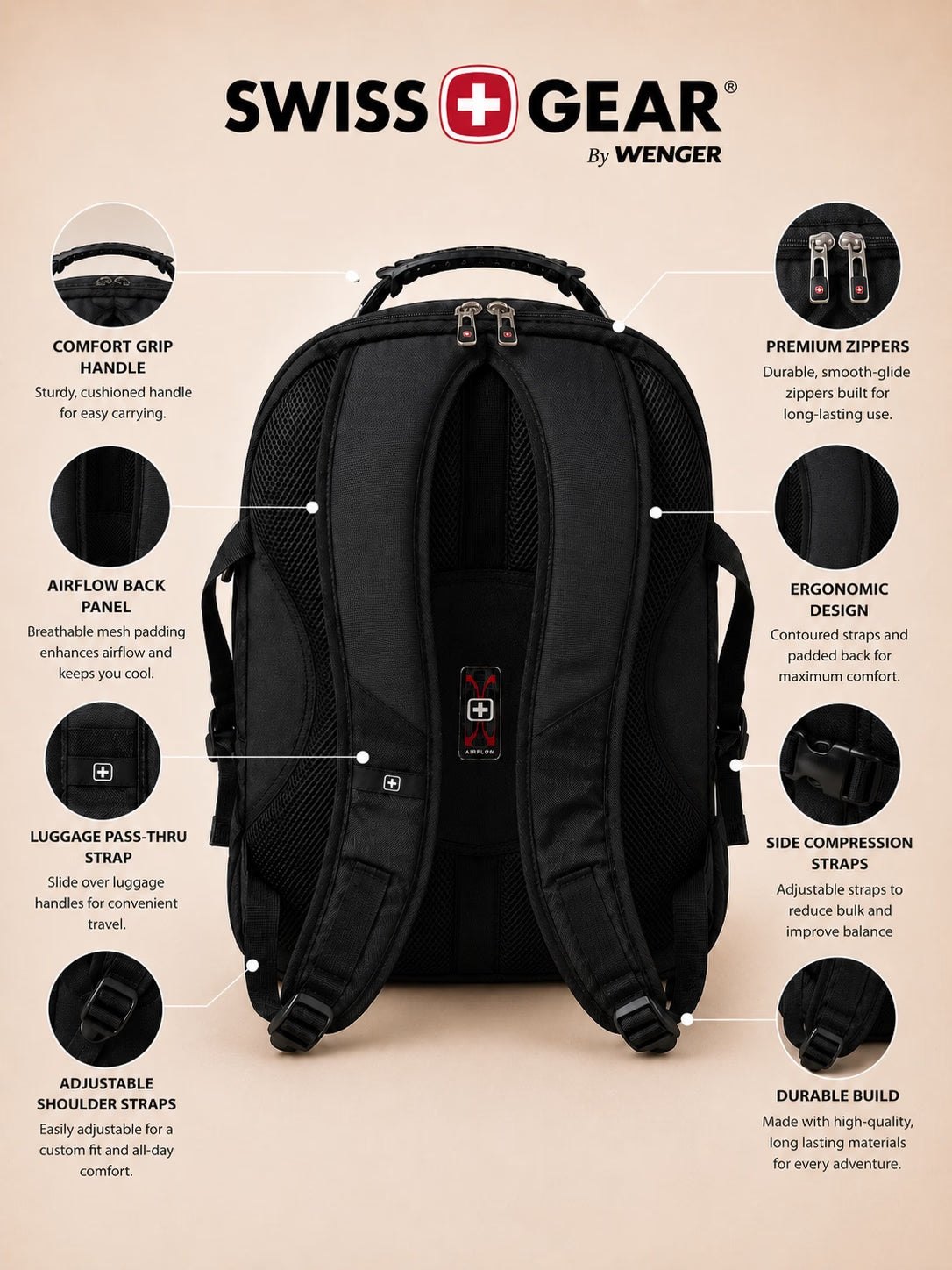 SwissGear XL Spacious Travel Backpack